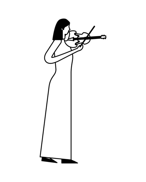 Kobieta stojąc odtwarzanie muzyki skrzypce - Wektor, obraz