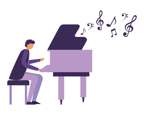 man playing classical piano instrument - Vector, Image