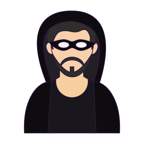man face with mask and beard head - Vector, Image