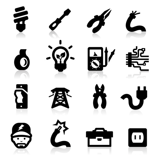Electrician icons set Elegant series - Vector, Image