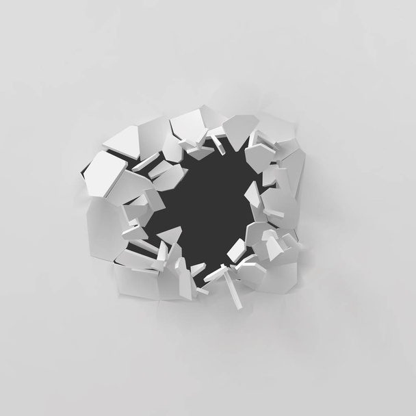 3D Vektor Illustration der explodierenden weißen Wand - Vektor, Bild