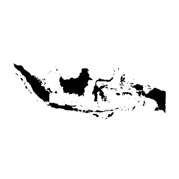 Mapa Indonésie. Izolovaný obrázek. Černá na bílém pozadí. - Fotografie, Obrázek