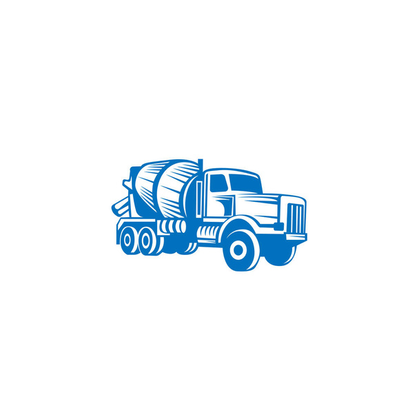 Concrete mixing truck vector. Flat design. Industrial transport. Construction machine. For construction theme illustrating. - Vector, Image