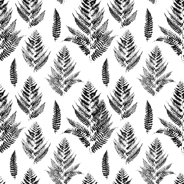 Seamless pattern with fern leaves isolated on white background - Vector, Image