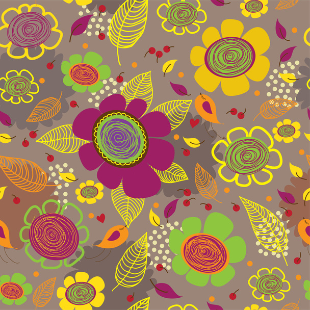 Бесшовная текстура с цветами
 - Вектор,изображение
