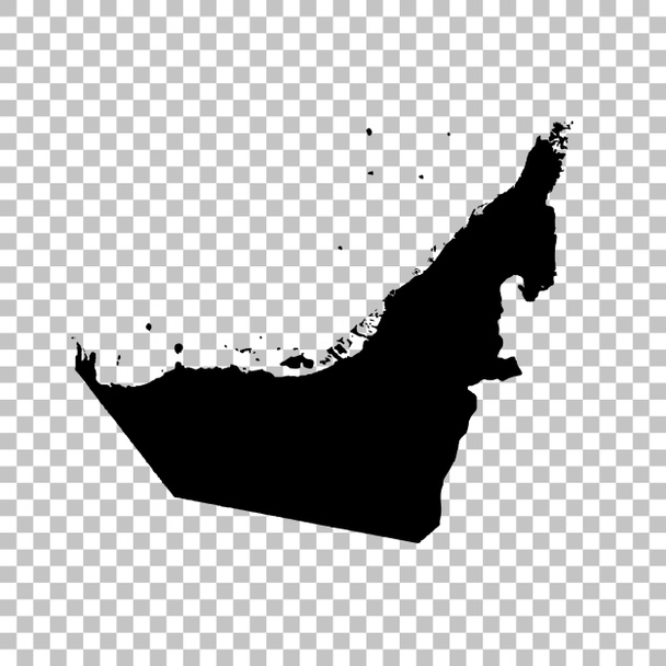 Карта Об'єднані Арабські Емірати. Ізольована ілюстрація. Чорний на білому фоні. - Фото, зображення