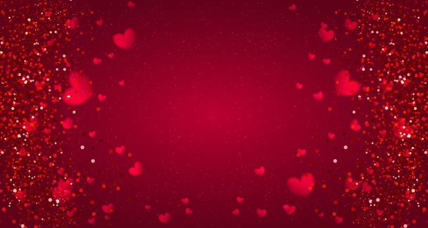 Glückliche Valentinstag-Grußkarte. ich liebe dich. 14. Februar. Ferienhintergrund mit Herzen, Licht, Sternen. Vektorillustration. - Vektor, Bild