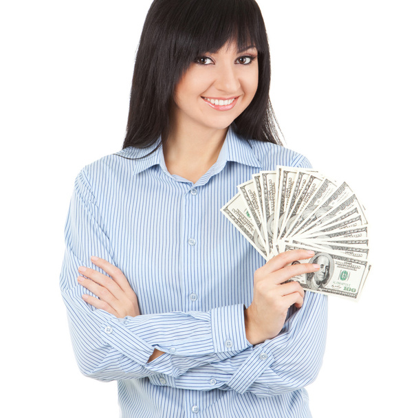 Young business woman with money - Foto, imagen