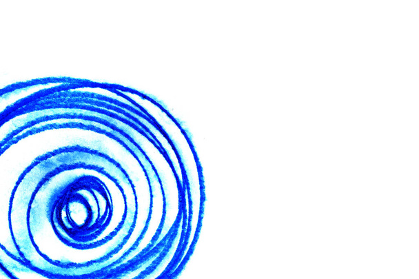 Illustratie van chaotische blauwe cirkels patroon op witte achtergrond. - Foto, afbeelding