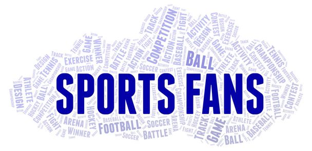 Sport rajongók szó felhő. Wordcloud készült csak szöveg. - Fotó, kép