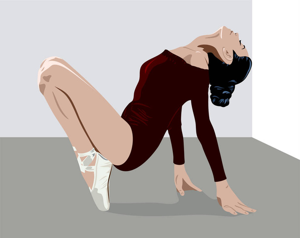 Ballerina girl in pointe is engaged - Vector, Image