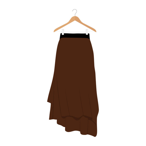 Векторний шаблон коричневої спідниці, ілюстрація жіночої моди. Жіноча спідниця на вішалці
 - Вектор, зображення