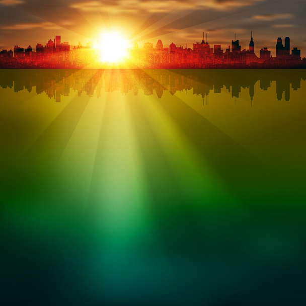 abstrakter Hintergrund mit Silhouette der Stadt - Vektor, Bild