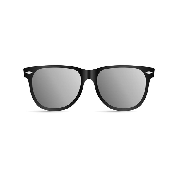 Γυαλιά ηλίου με μαύρο πλαστικό πλαίσιο που απομονώνονται σε λευκό φόντο. Vector εικονογράφηση, Eps10. - Διάνυσμα, εικόνα