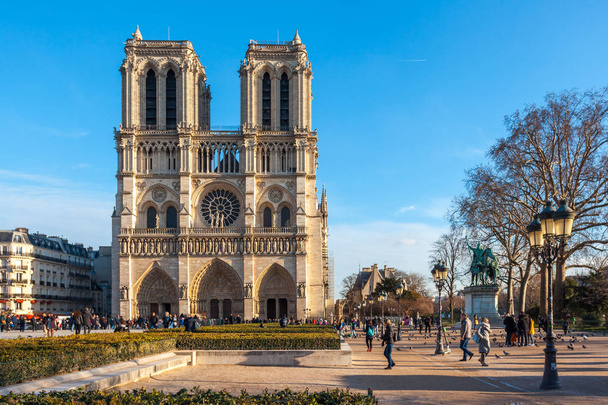 Paris, France - 18.01.2019: Beautiful view of Notre Dame de Paris, medieval church in Paris, France. - Photo, image