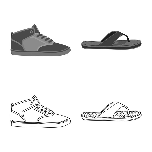 Isolated object of shoe and footwear logo. Set of shoe and foot stock symbol for web. - Διάνυσμα, εικόνα