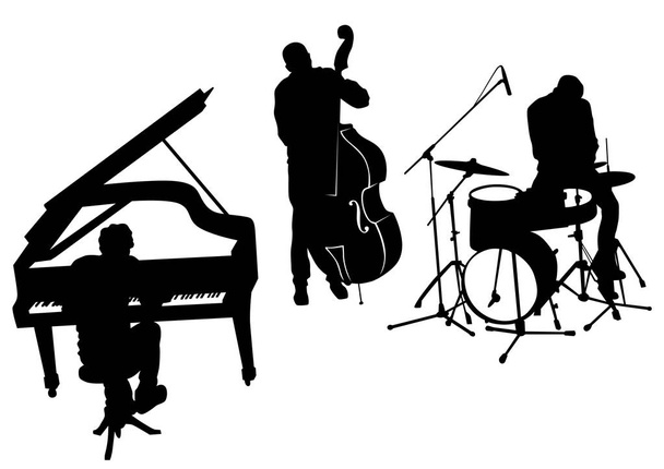 Musiikkimies whit jazz bändi valkoisella taustalla
 - Vektori, kuva