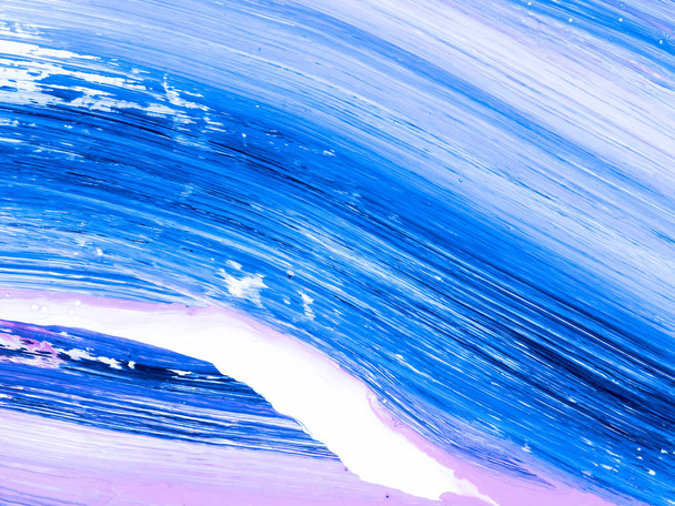 Синий креативный абстрактный фон ручной работы, текстура кисти, фрагмент акриловой живописи на холсте. Современное искусство. Современное искусство
. - Фото, изображение