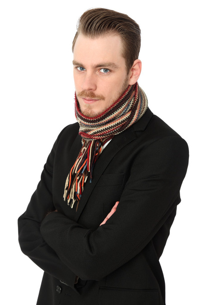 Casual man in a jacket and scarf - 写真・画像