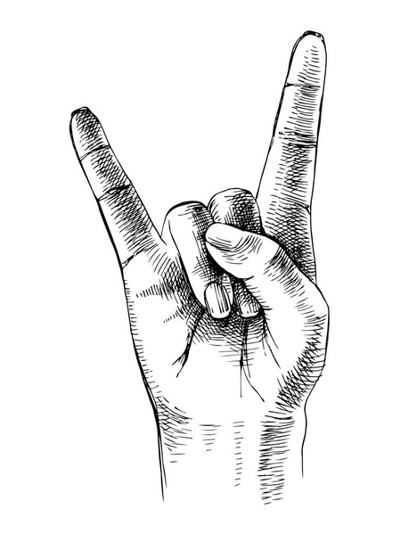 Sketched rock sign gesture - Vector, Image