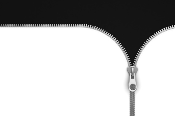 Zipper on White and Black Background - Photo, Image