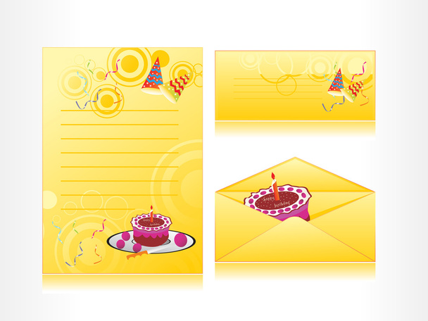 Birthday pattern postcard, envelop - Vector, Image