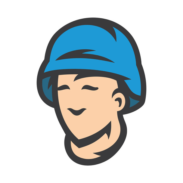 Vector Peacemaker in blue helmet Cartoon Illustration. - Вектор,изображение
