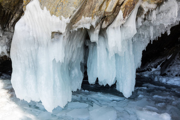 View of icicles on Lake Baikal, Siberia, Russia - Φωτογραφία, εικόνα