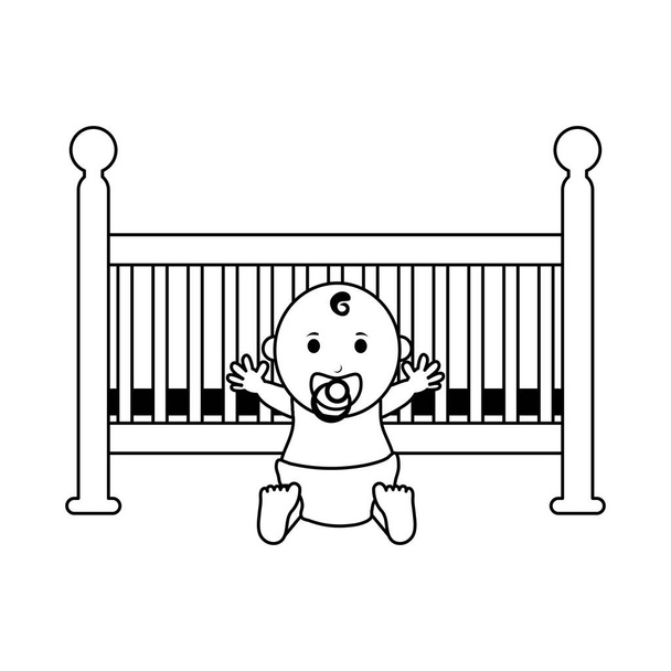 baby houten wieg geïsoleerd vector illustratie grafisch ontwerp - Vector, afbeelding