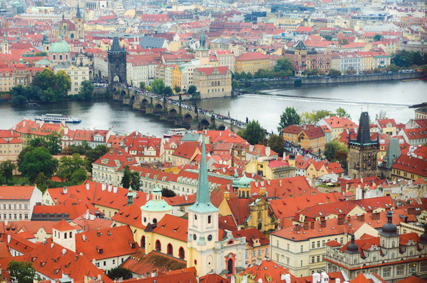 Panoramic view at Prague and Vltava river in summer, Czech republic, Europe. Top view. - Valokuva, kuva