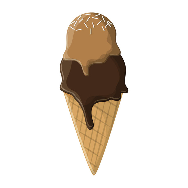 ice cream cone with two scoops - Vector, Image