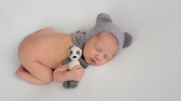 newborn boy on white background - Footage, Video