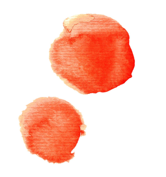 Оранжевые круглые пятна акварели. Ручная работа на мокрой бумаге
 - Фото, изображение