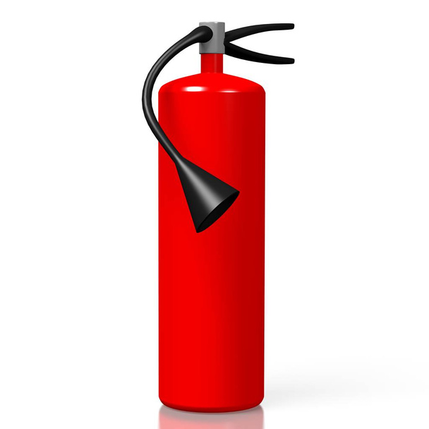 3D red fire extinguisher, white background - Foto, Bild
