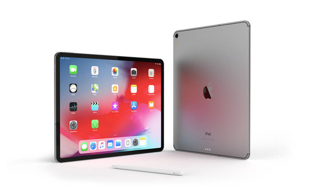 Cracow, Polônia - 24 de fevereiro de 2019: iPad Pro uma nova versão do tablet da Apple
. - Foto, Imagem