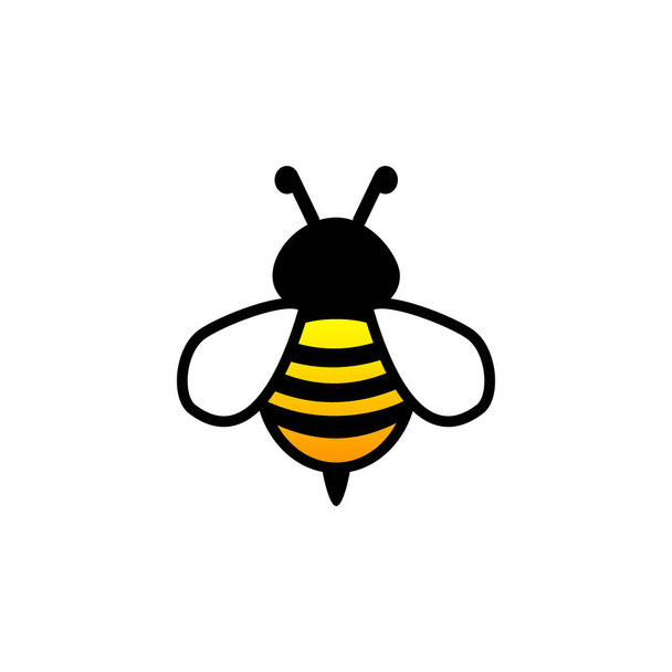 schönes schlichtes Design einer gelb-schwarzen Biene auf weißem Hintergrund - Vektor, Bild