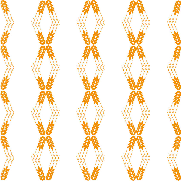 Vector seamless pattern illustration ears of wheat. Malt beer background. Autumn harvest. - Vector, Image