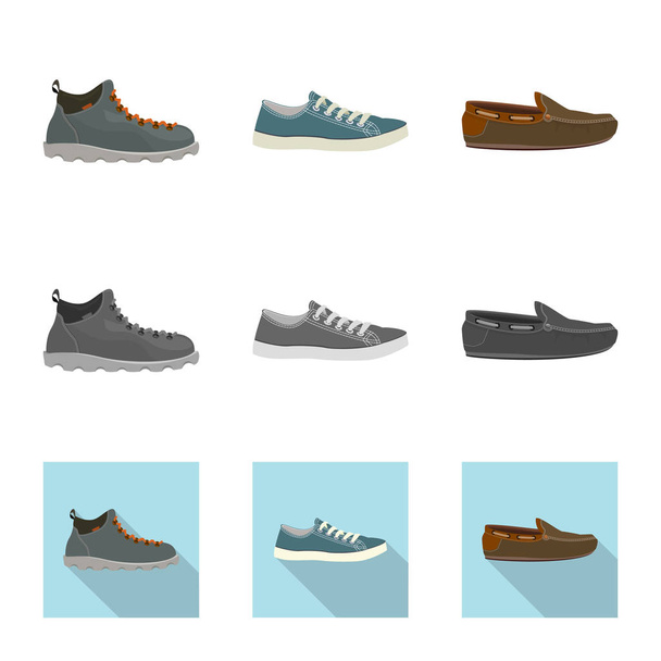 Vector illustration of shoe and footwear icon. Collection of shoe and foot vector icon for stock. - Vektor, kép