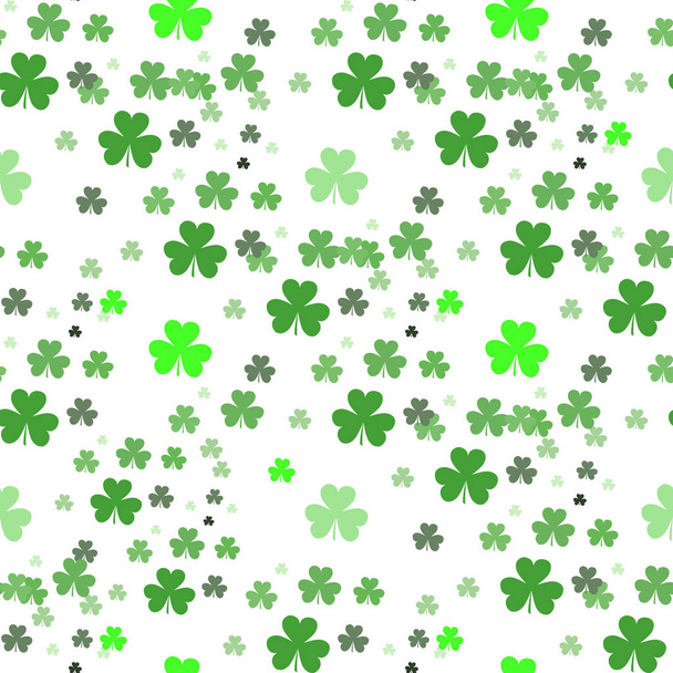 St Patrick s Day Clover seamless pattern. Vector illustration for lucky spring design with shamrock. Green clover isolated on white background. Ireland symbol pattern. Irish decor for web site. - Διάνυσμα, εικόνα