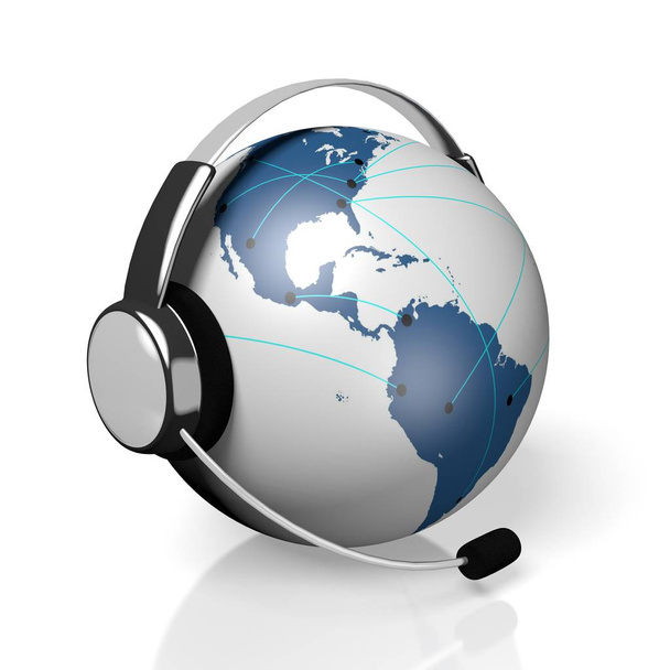 3D global call center - kuulokkeet ja yhteyden käsite
 - Valokuva, kuva