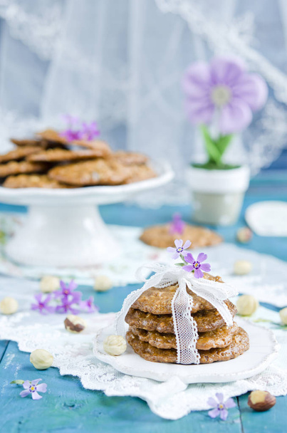 zoete karamel Florentijnse cookies met noten en karamel - Foto, afbeelding