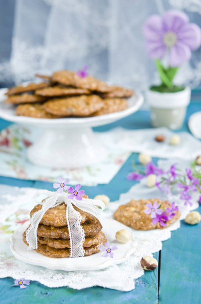 zoete karamel Florentijnse cookies met noten en karamel - Foto, afbeelding