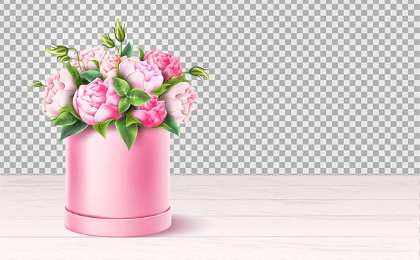 Vector rose flower box valentines day realistic - ベクター画像