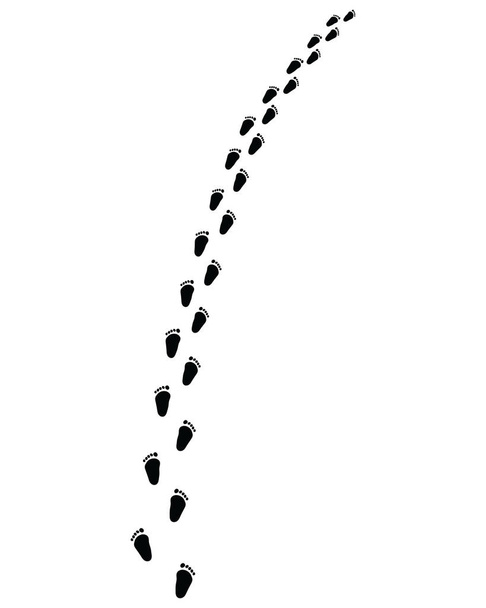 Vauvan jalanjäljet valkoisella taustalla, käänny vasemmalle tai oikealle - Vektori, kuva