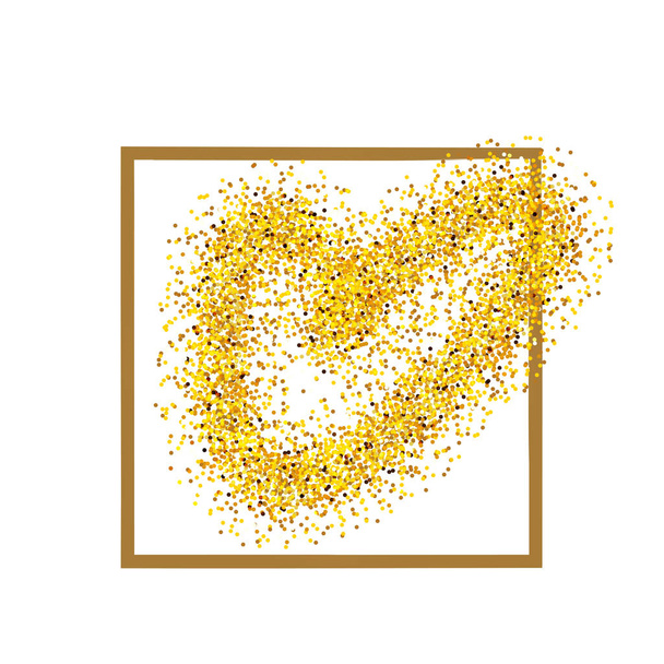 Golden sparkling heart - Valentine's day concept - vector illustratio - Vetor, Imagem