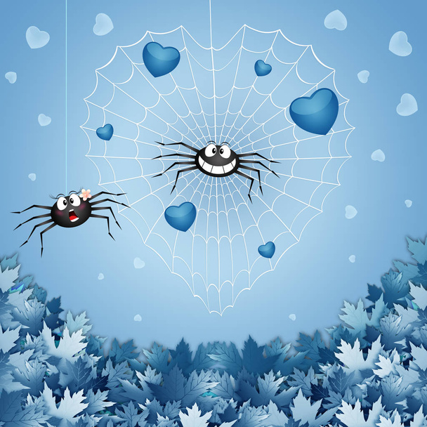 ilustración de un par de arañas enamoradas
 - Foto, imagen