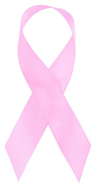 pink ribbon, breast cancer awareness symbol, isolated on white. - Photo, Image