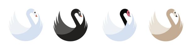 Sada čtyř labutě. Modrá, bílá, Uher, černá a šedá - Vektor, obrázek