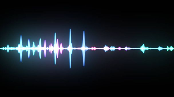 Multicolor golfvorm spectrum, verbeelding van voice record, kunstmatige intelligentie, 3d illustratie - Foto, afbeelding