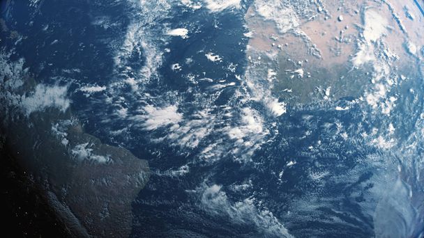 Planeta brillante Vista de la Tierra desde el espacio oscuro 3d ilustración
 - Foto, imagen